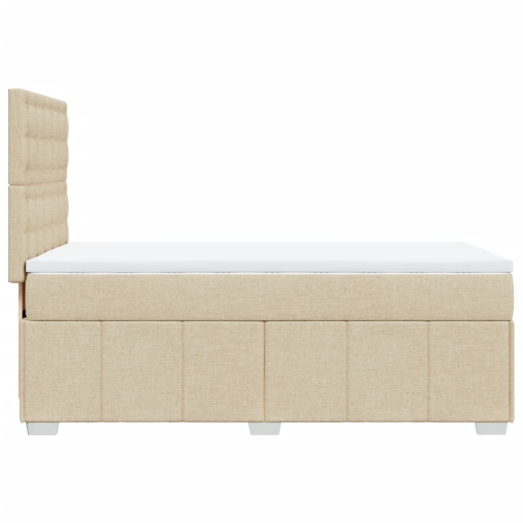 Krevet s oprugama i madracem krem 90 x 200 cm od tkanine