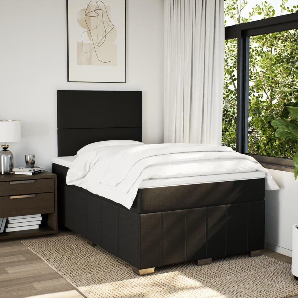 Krevet box spring s madracem crni 120 x 190 cm od tkanine