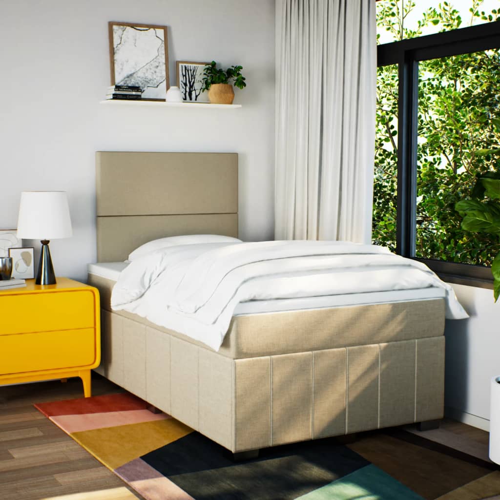 Krevet box spring s madracem krem 120 x 190 cm od tkanine