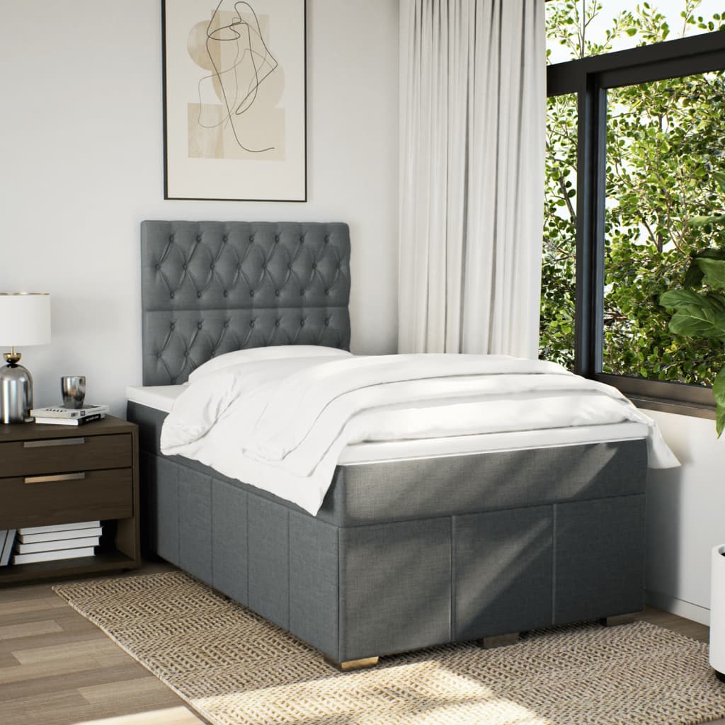 Krevet box spring s madracem tamnosivi 120 x 190 cm tkanina