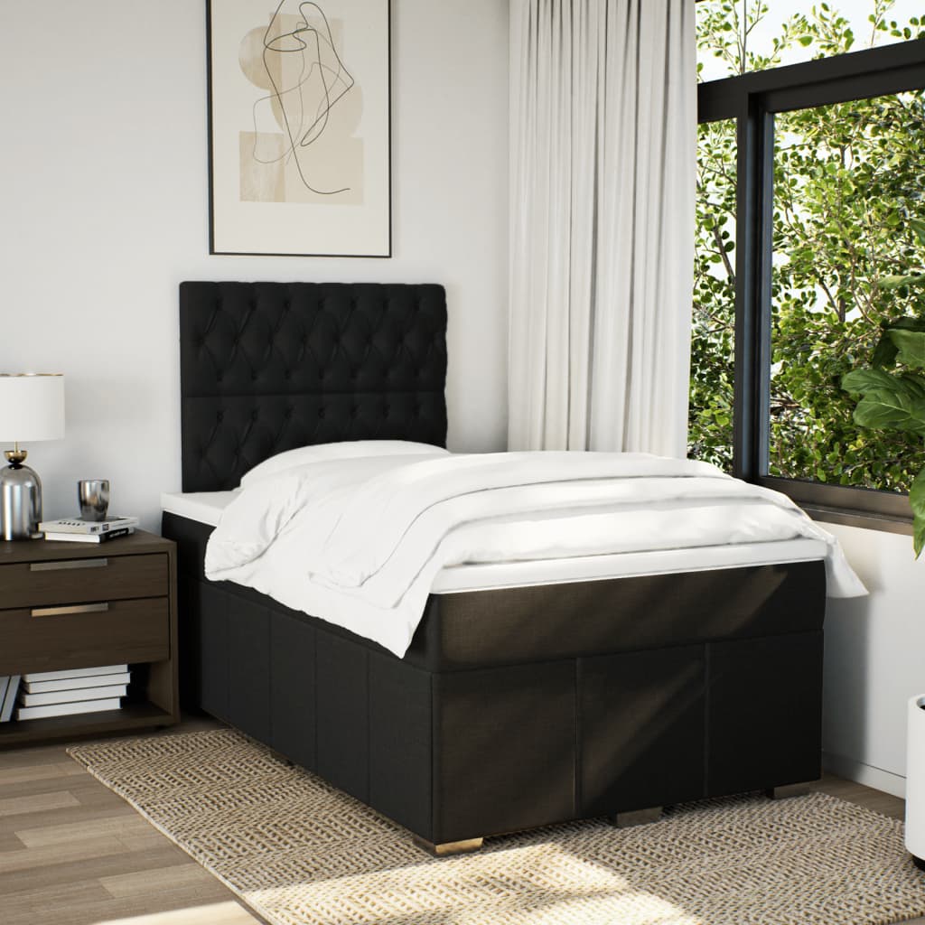 Krevet box spring s madracem crni 120 x 190 cm od tkanine