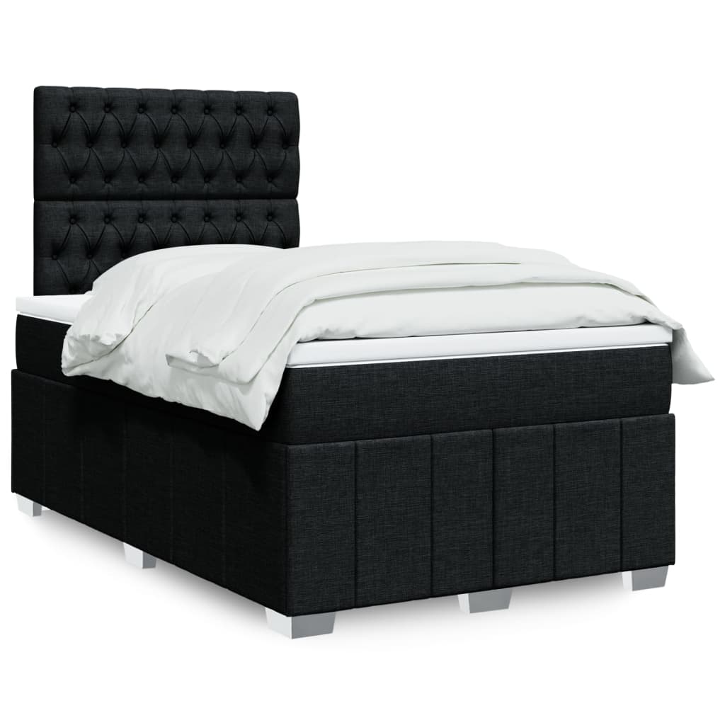 Krevet box spring s madracem crni 120 x 190 cm od tkanine