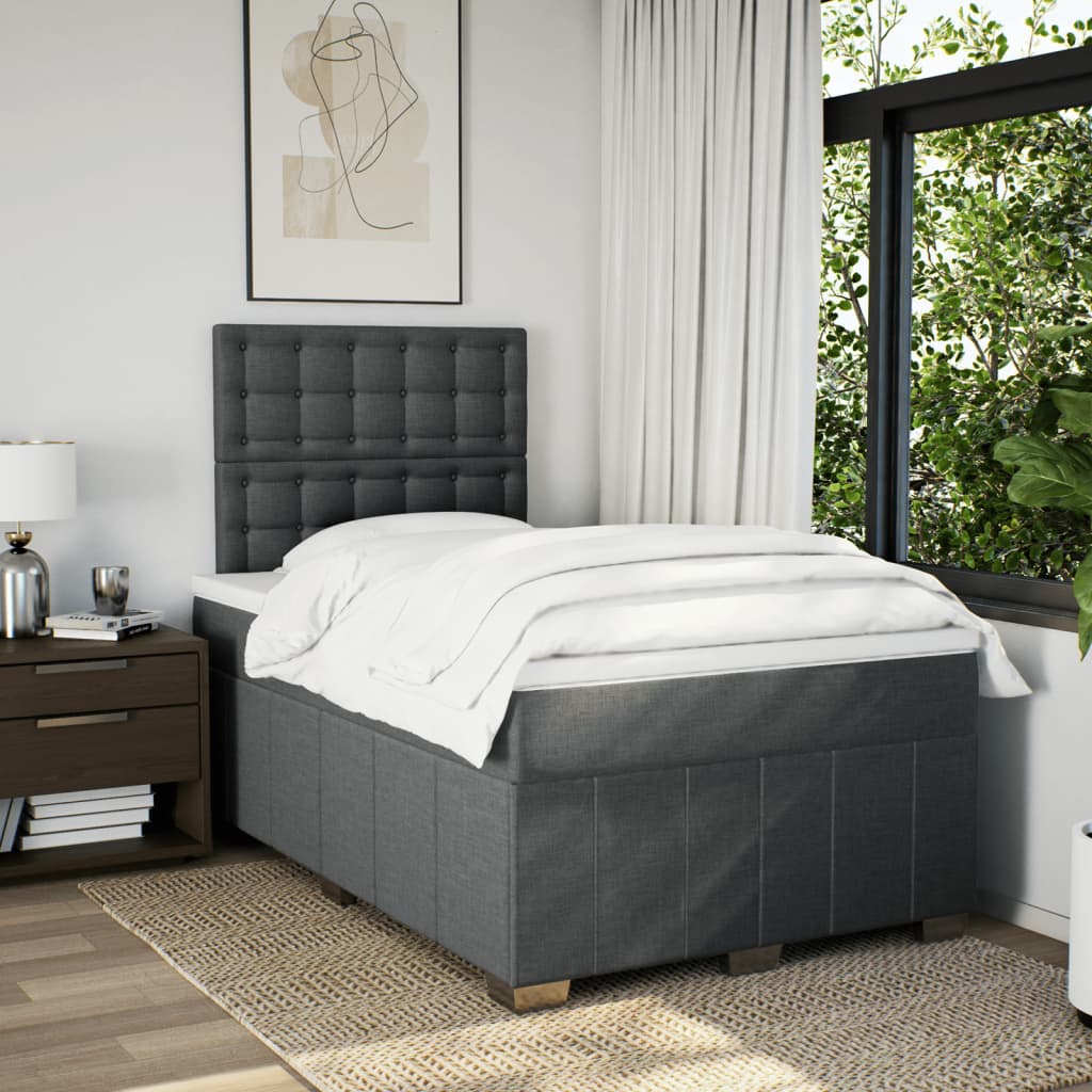 Krevet box spring s madracem tamnosivi 120 x 190 cm tkanina