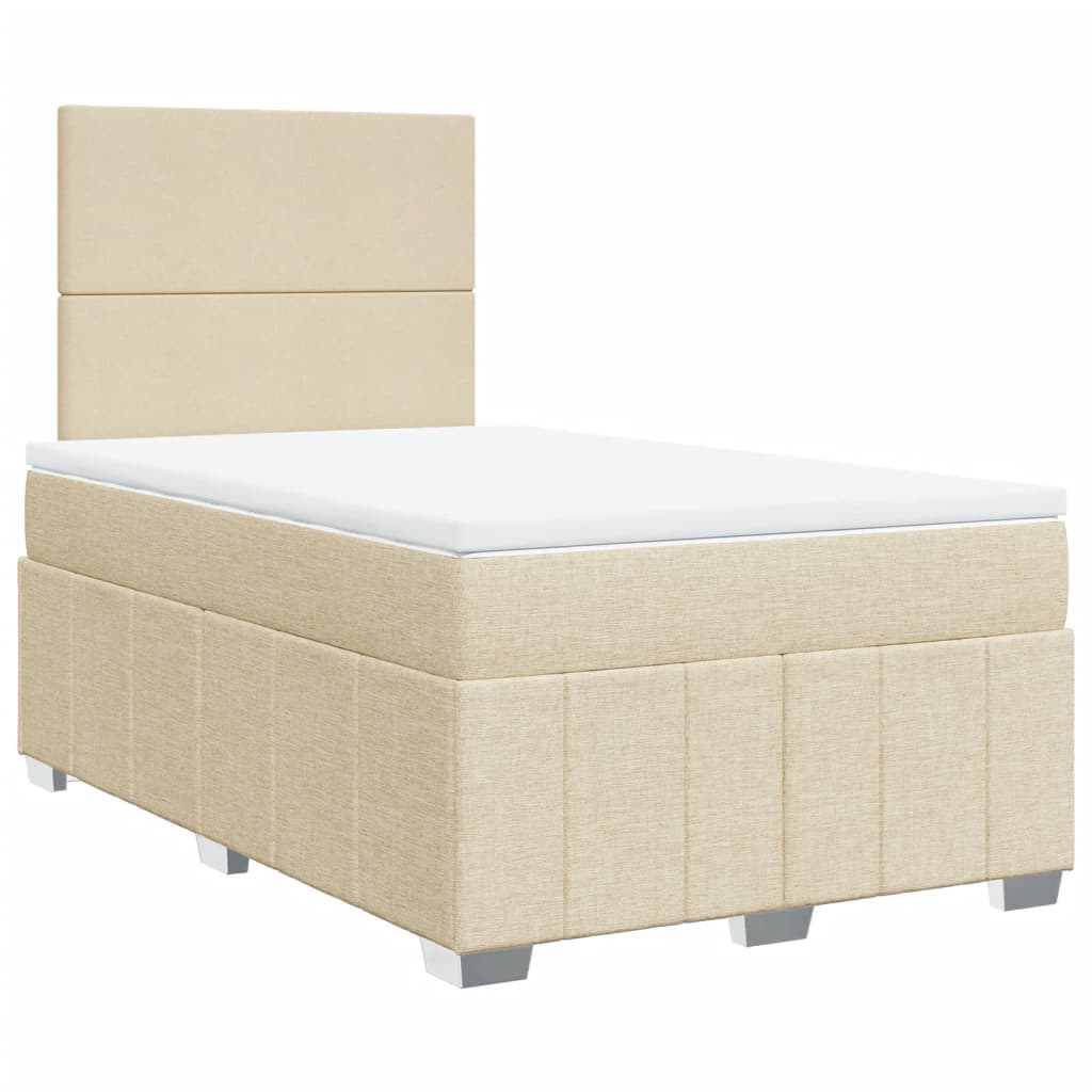 Krevet s oprugama i madracem krem 120 x 200 cm od tkanine