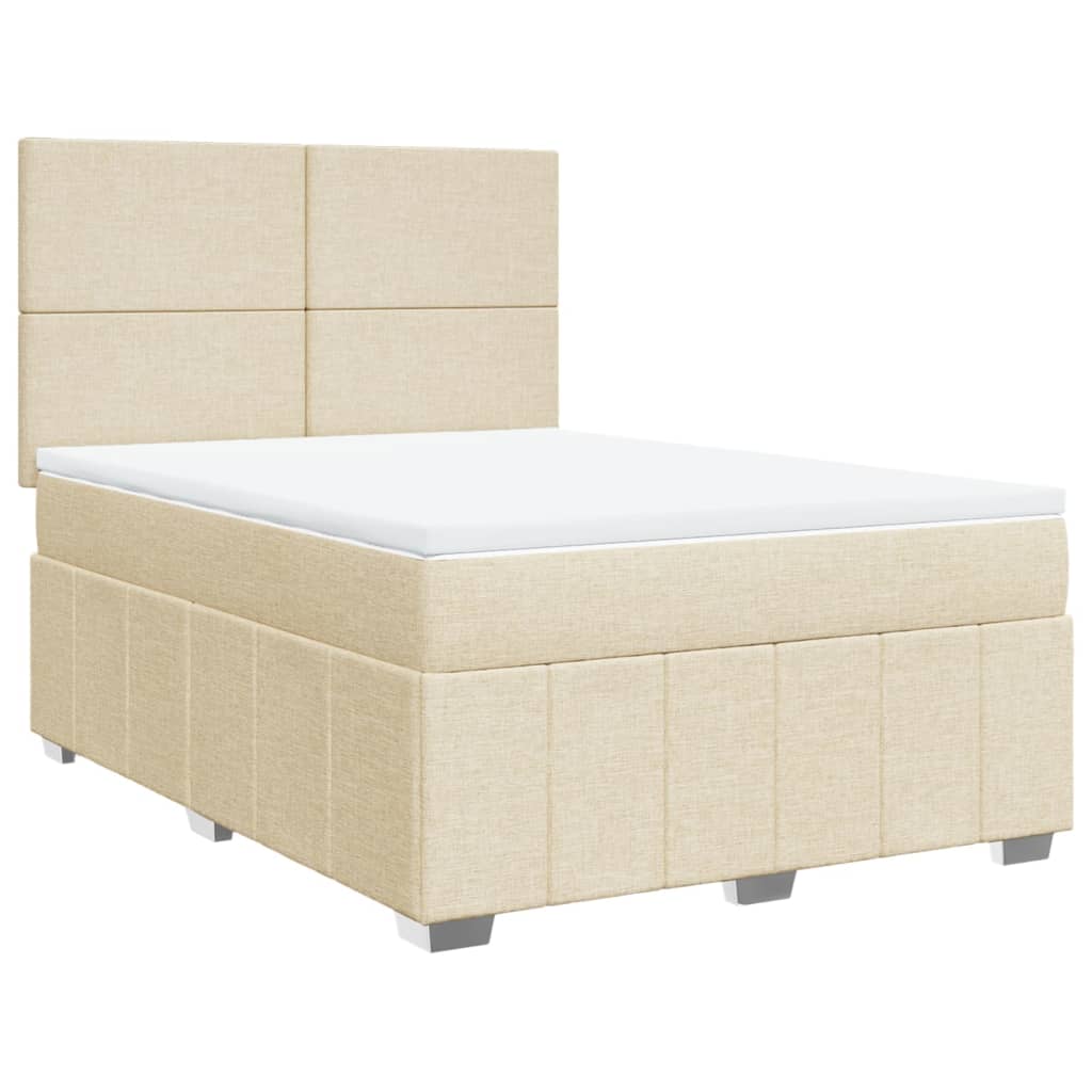 Krevet s oprugama i madracem krem 140 x 190 cm od tkanine