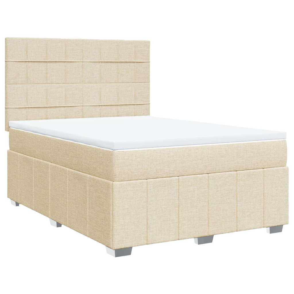 Krevet s oprugama i madracem krem 140 x 190 cm od tkanine