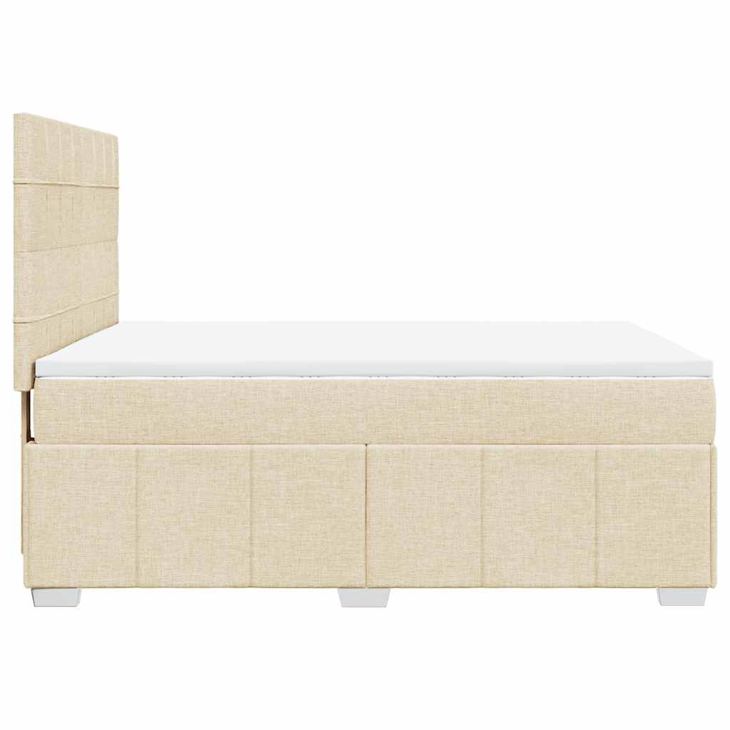 Krevet s oprugama i madracem krem 140 x 190 cm od tkanine
