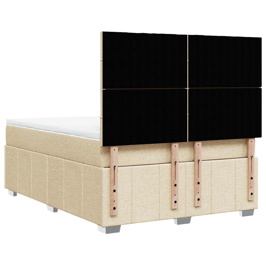 Krevet s oprugama i madracem krem 140 x 190 cm od tkanine