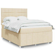 Krevet s oprugama i madracem krem 140 x 190 cm od tkanine