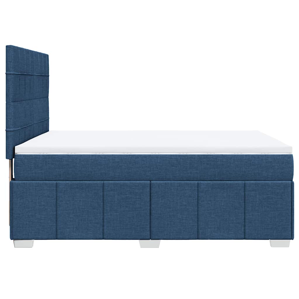 Krevet s oprugama i madracem plavi 140 x 190 cm od tkanine