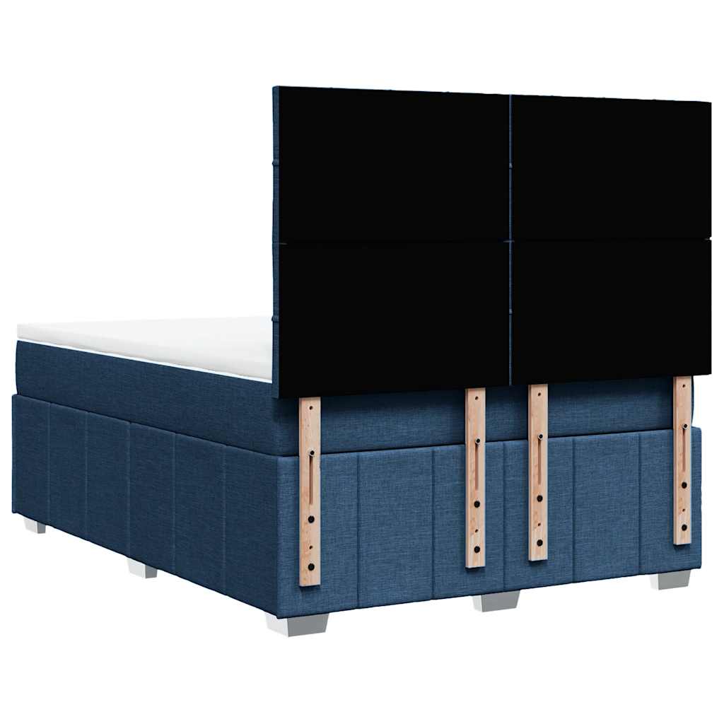 Krevet s oprugama i madracem plavi 140 x 190 cm od tkanine