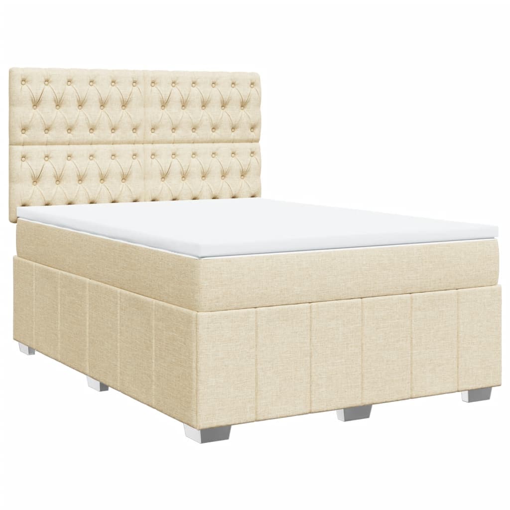 Krevet s oprugama i madracem krem 140 x 190 cm od tkanine