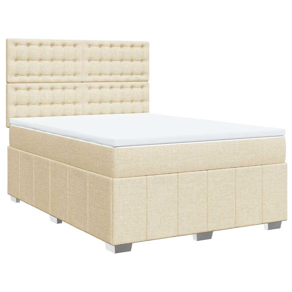 Krevet s oprugama i madracem krem 140 x 190 cm od tkanine