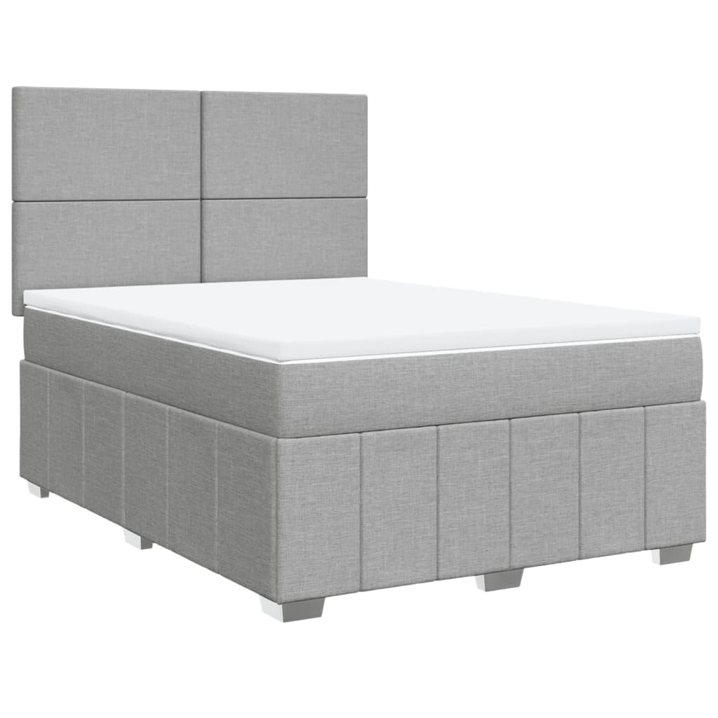Krevet box spring s madracem svjetlosivi 140x200 cm od tkanine