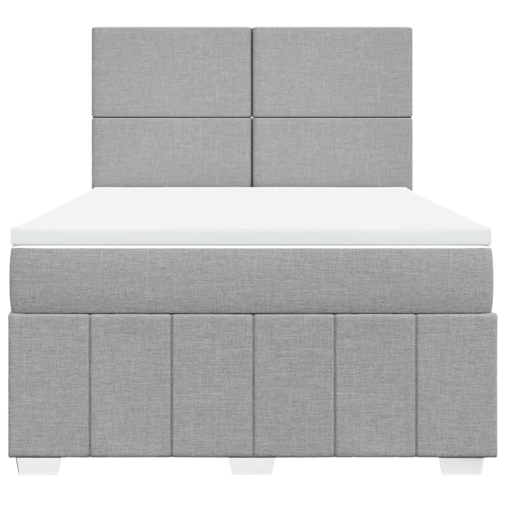 Krevet box spring s madracem svjetlosivi 140x200 cm od tkanine