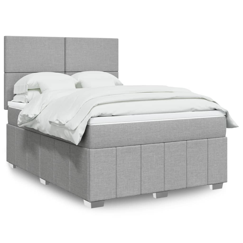 Krevet box spring s madracem svjetlosivi 140x200 cm od tkanine