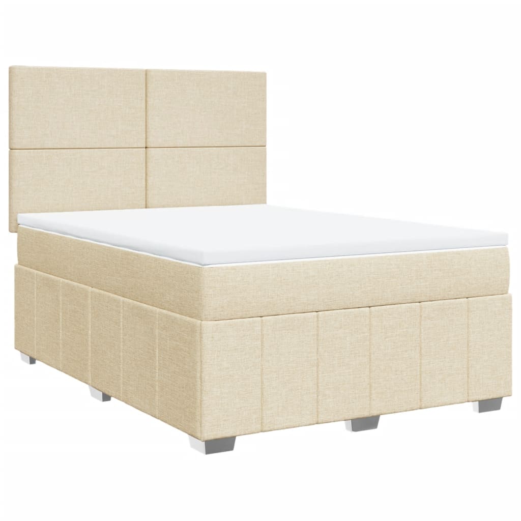Krevet s oprugama i madracem krem 140x200 cm od tkanine