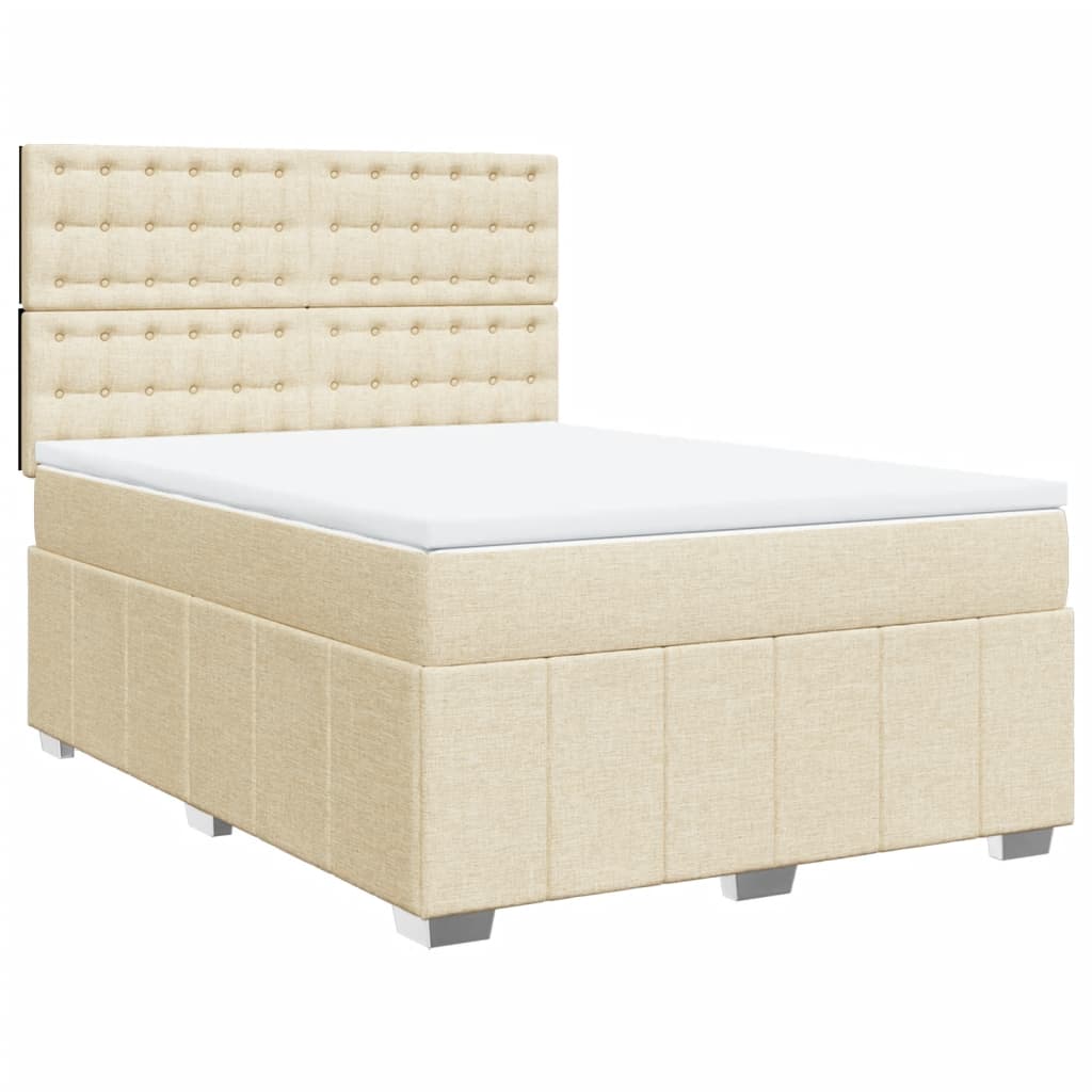 Krevet s oprugama i madracem krem 140x200 cm od tkanine
