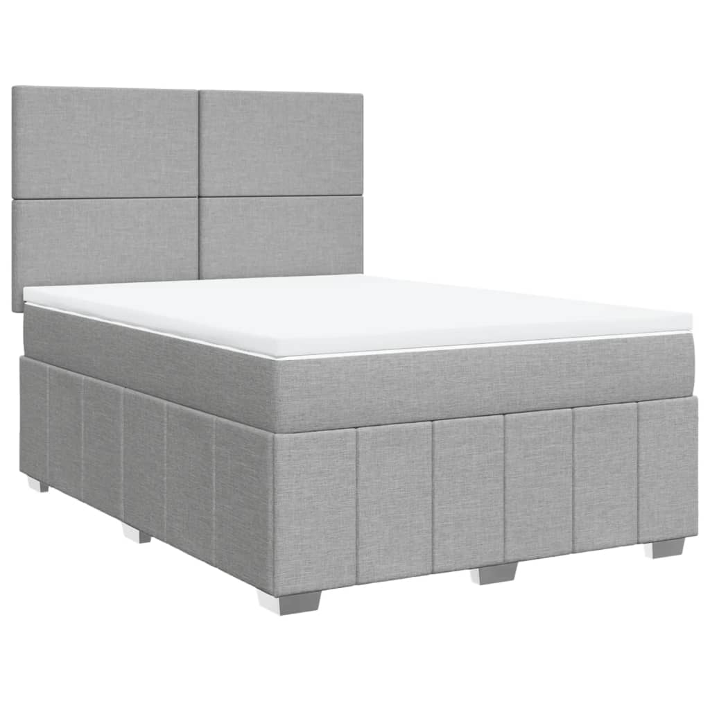 Krevet box spring s madracem svjetlosiva 160x200 cm tkanina