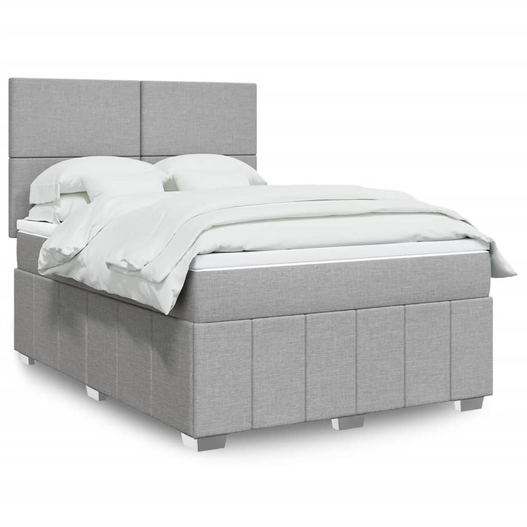 Krevet box spring s madracem svjetlosiva 160x200 cm tkanina