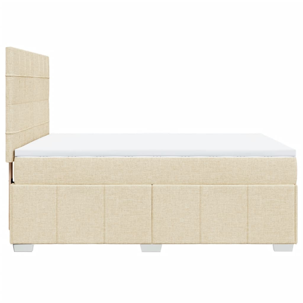 Krevet s oprugama i madracem krem 160x200 cm od tkanine