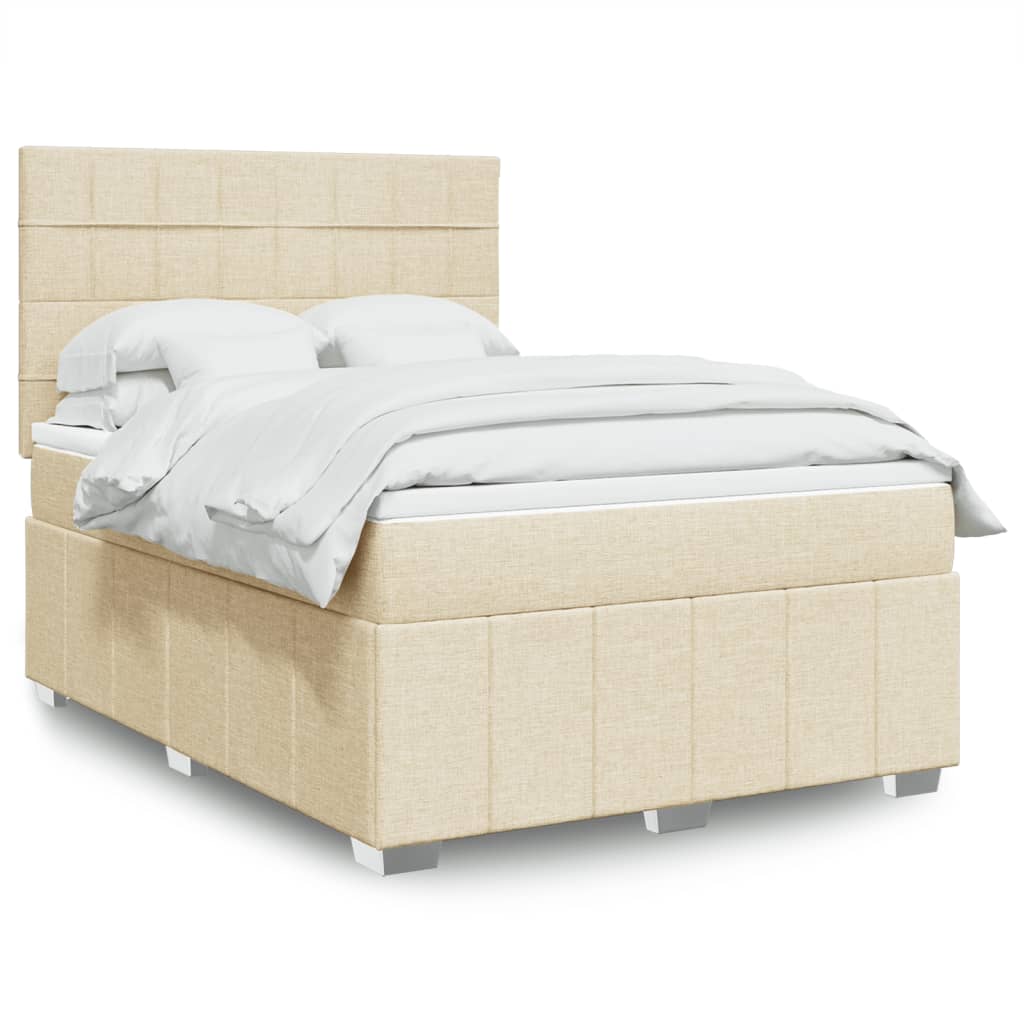 Krevet s oprugama i madracem krem 160x200 cm od tkanine