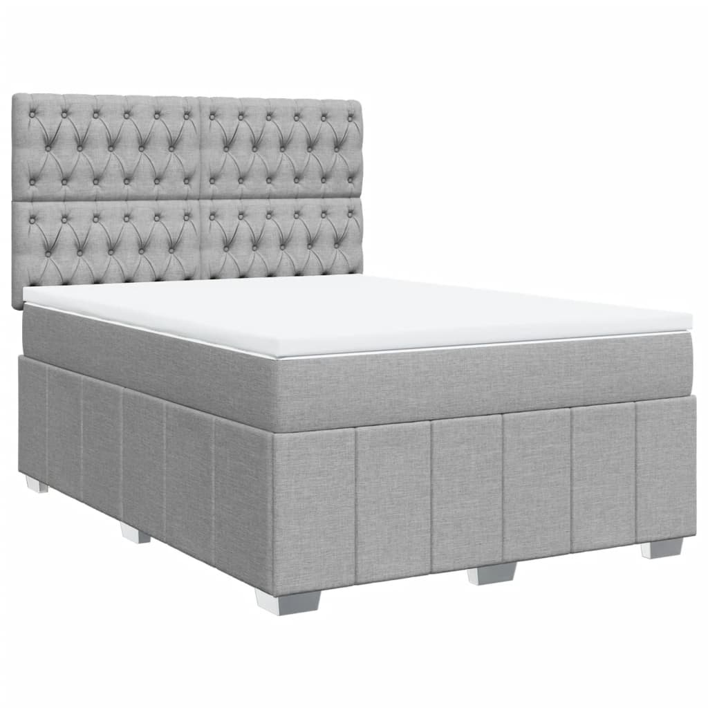 Krevet box spring s madracem svjetlosiva 160x200 cm tkanina