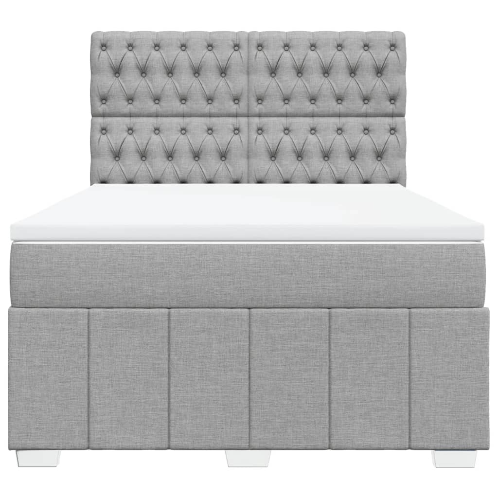 Krevet box spring s madracem svjetlosiva 160x200 cm tkanina