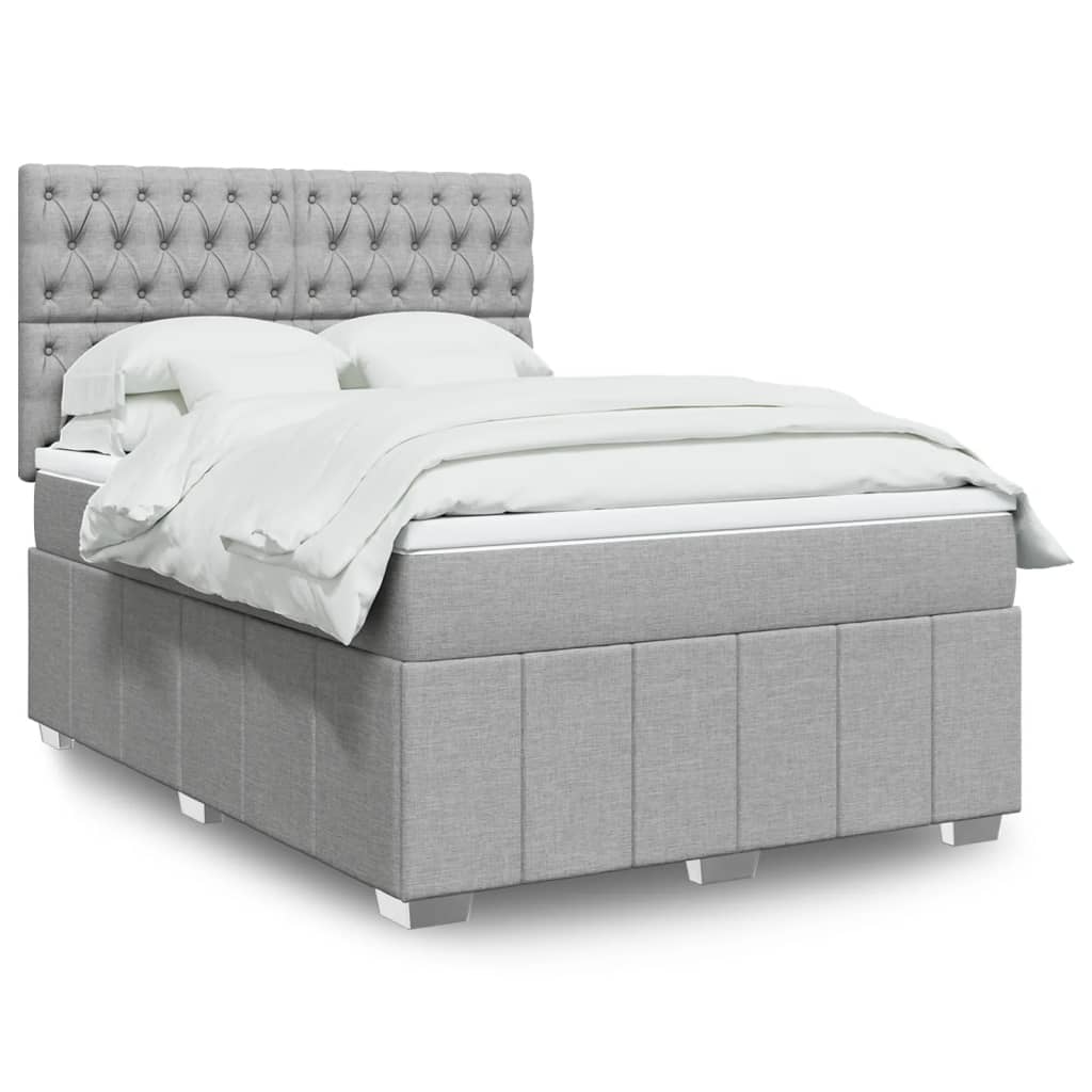 Krevet box spring s madracem svjetlosiva 160x200 cm tkanina