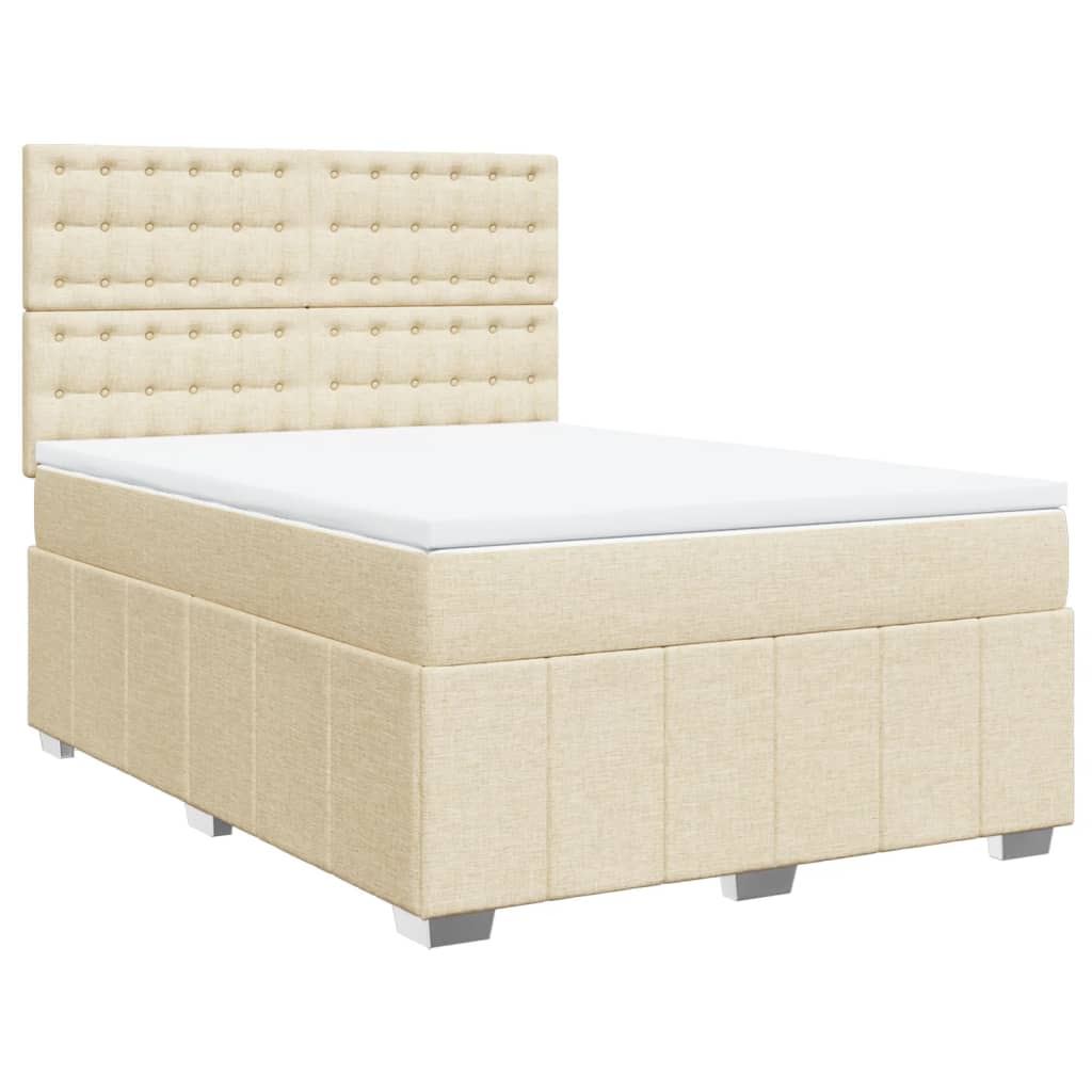 Krevet s oprugama i madracem krem 160x200 cm od tkanine