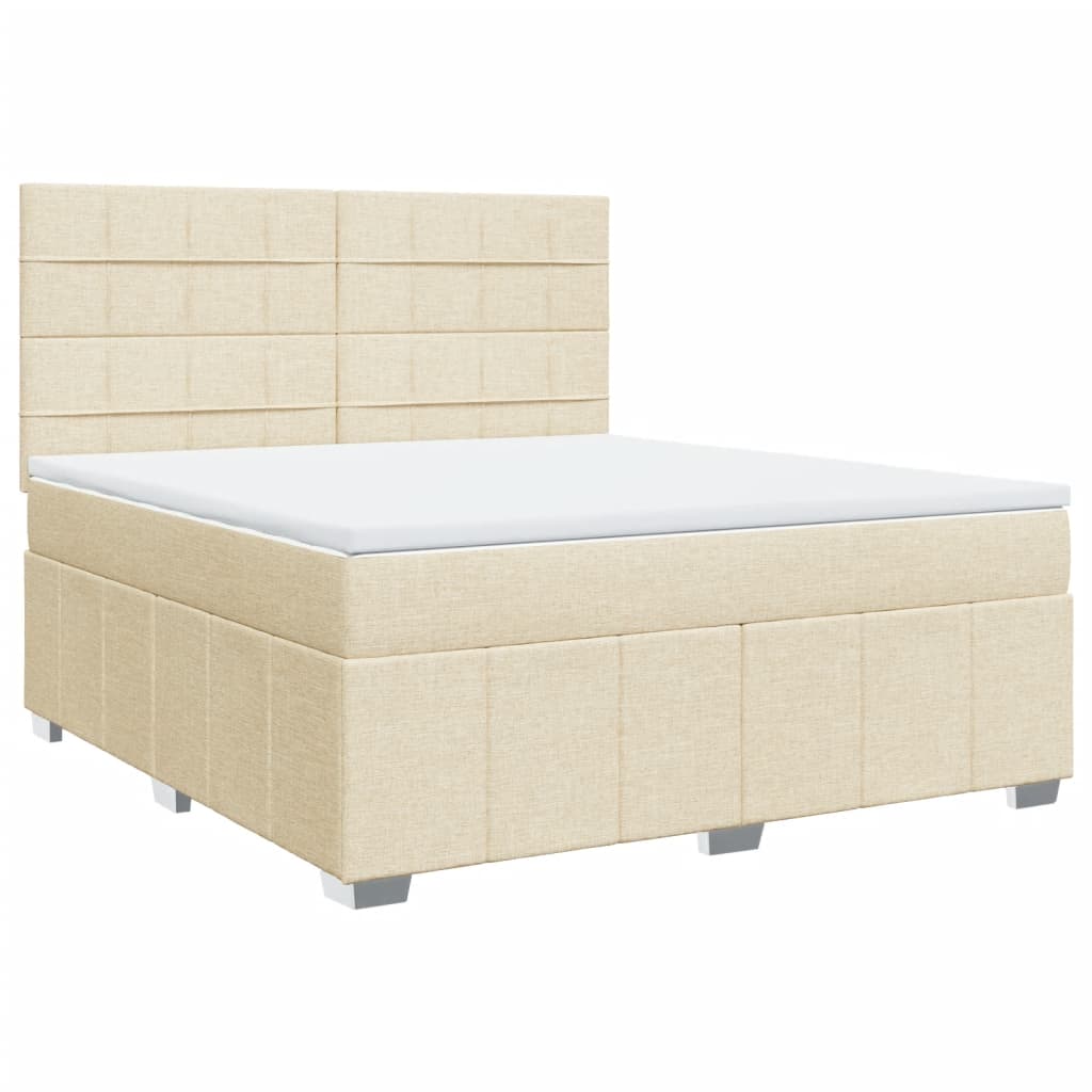 Krevet s oprugama i madracem krem 180x200 cm od tkanine
