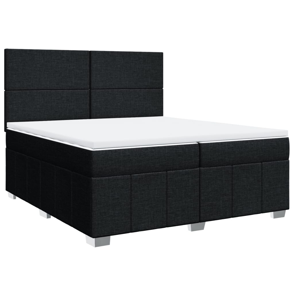 Krevet s oprugama i madracem crni 200x200 cm od tkanine