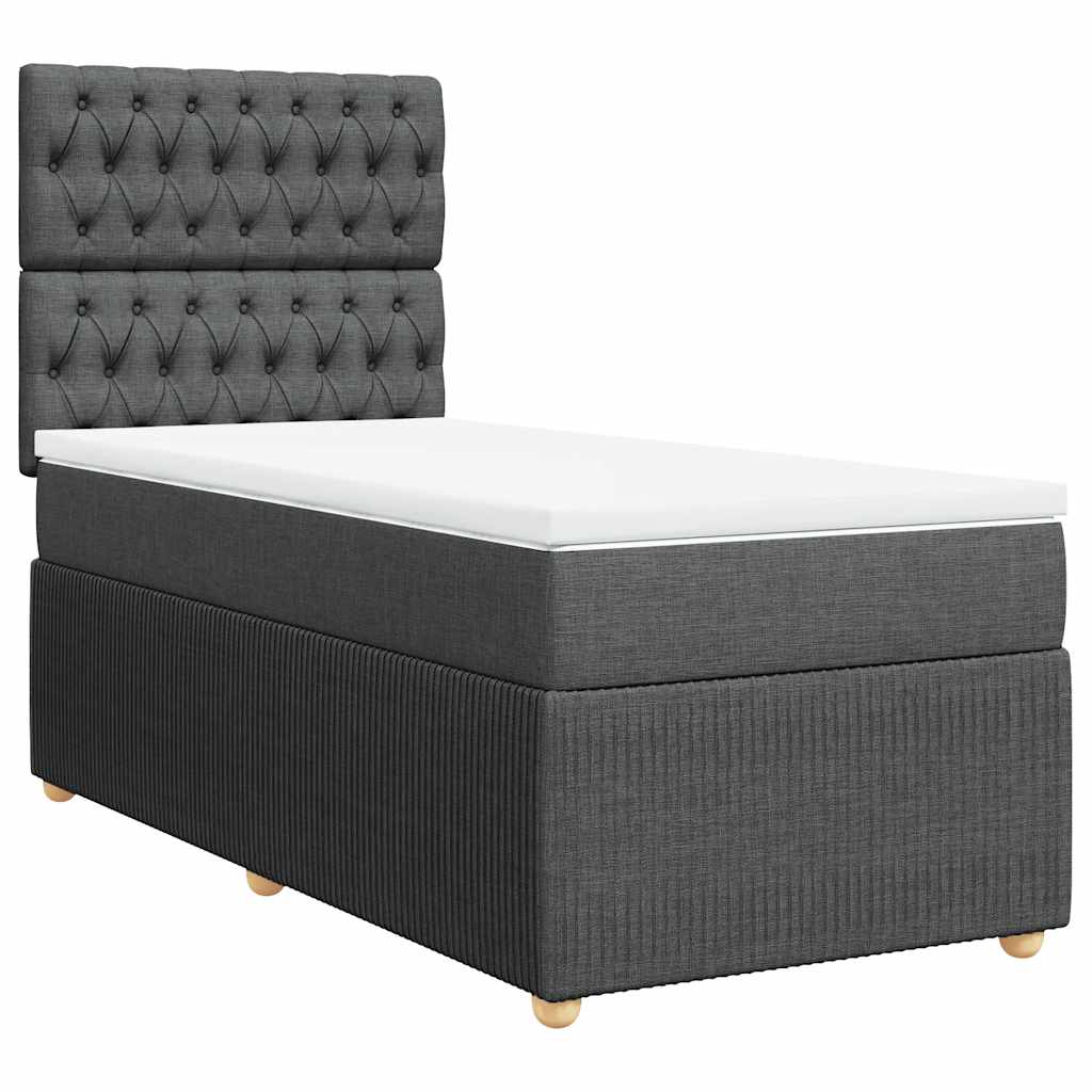 Krevet s oprugama i madracem tamnosivi 90x200 cm od tkanine