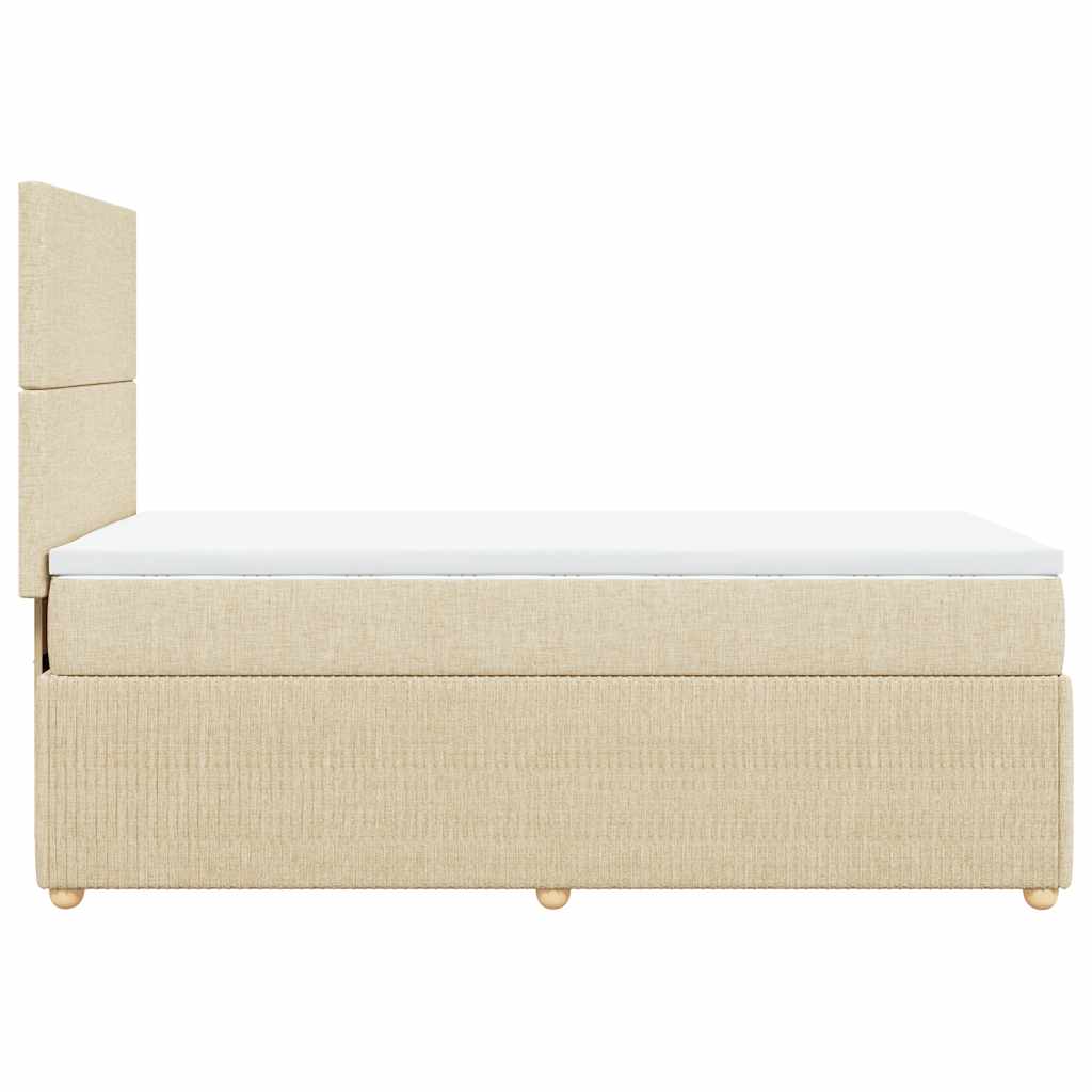 Krevet s oprugama i madracem krem 100 x 200 cm od tkanine
