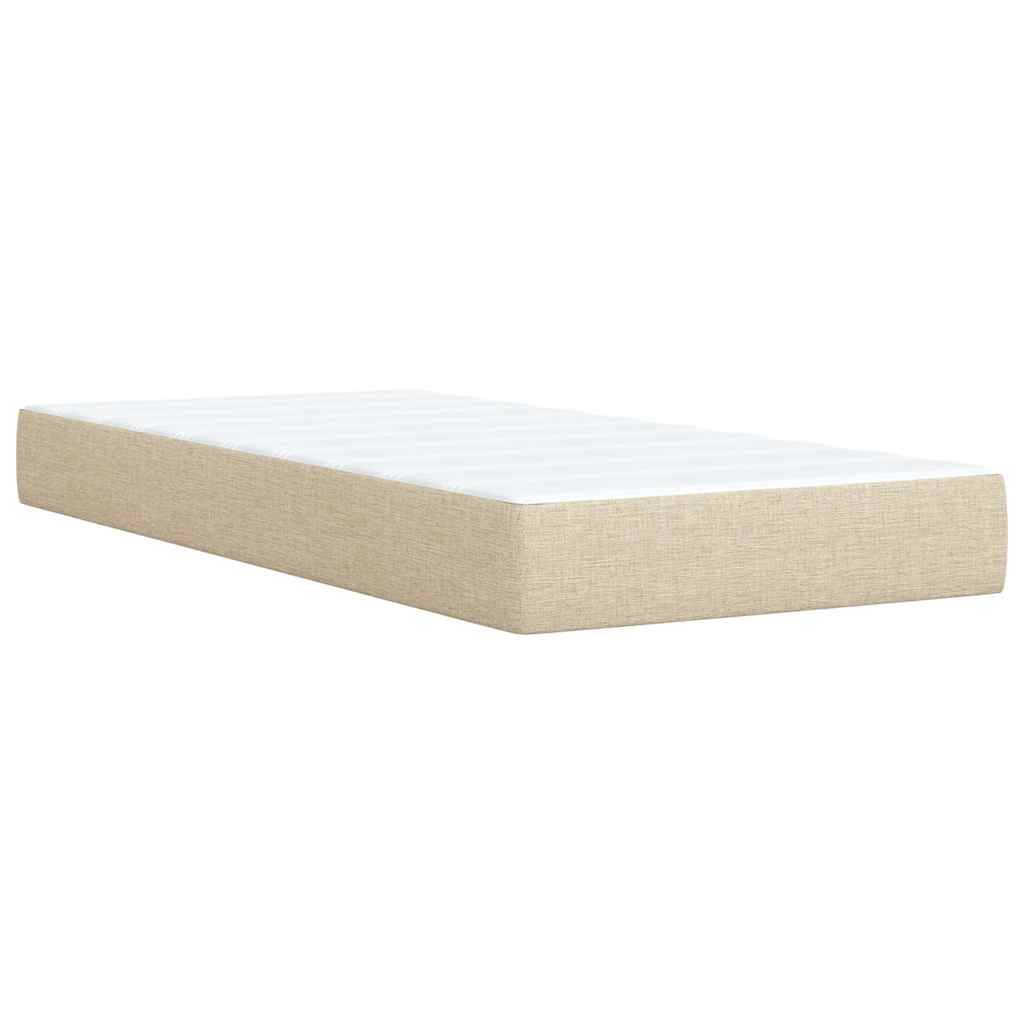 Krevet s oprugama i madracem krem 100 x 200 cm od tkanine
