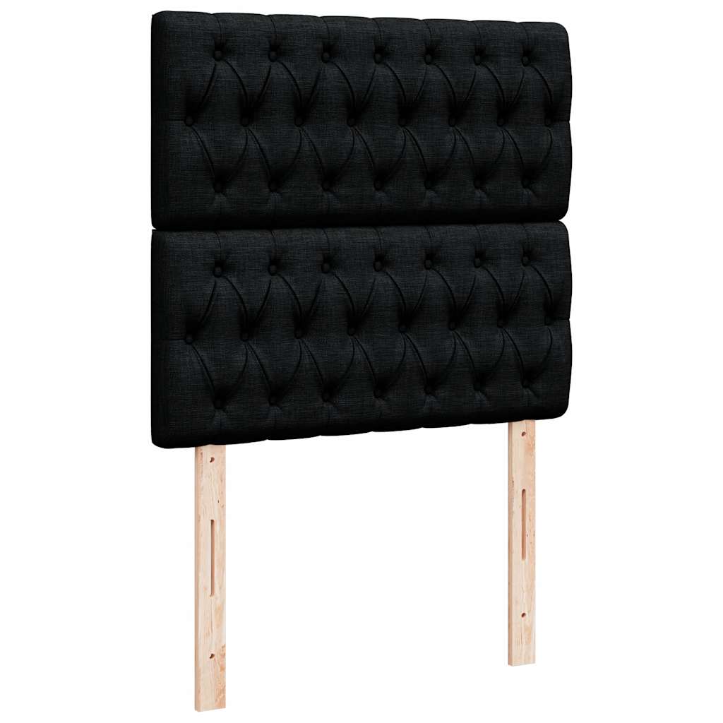 Krevet s oprugama i madracem crni 100 x 200 cm od tkanine
