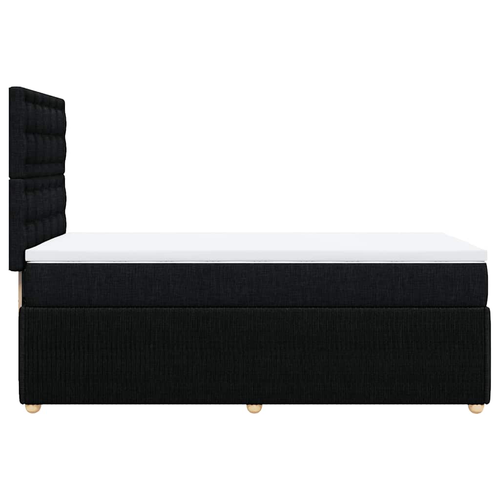 Krevet s oprugama i madracem crni 100 x 200 cm od tkanine