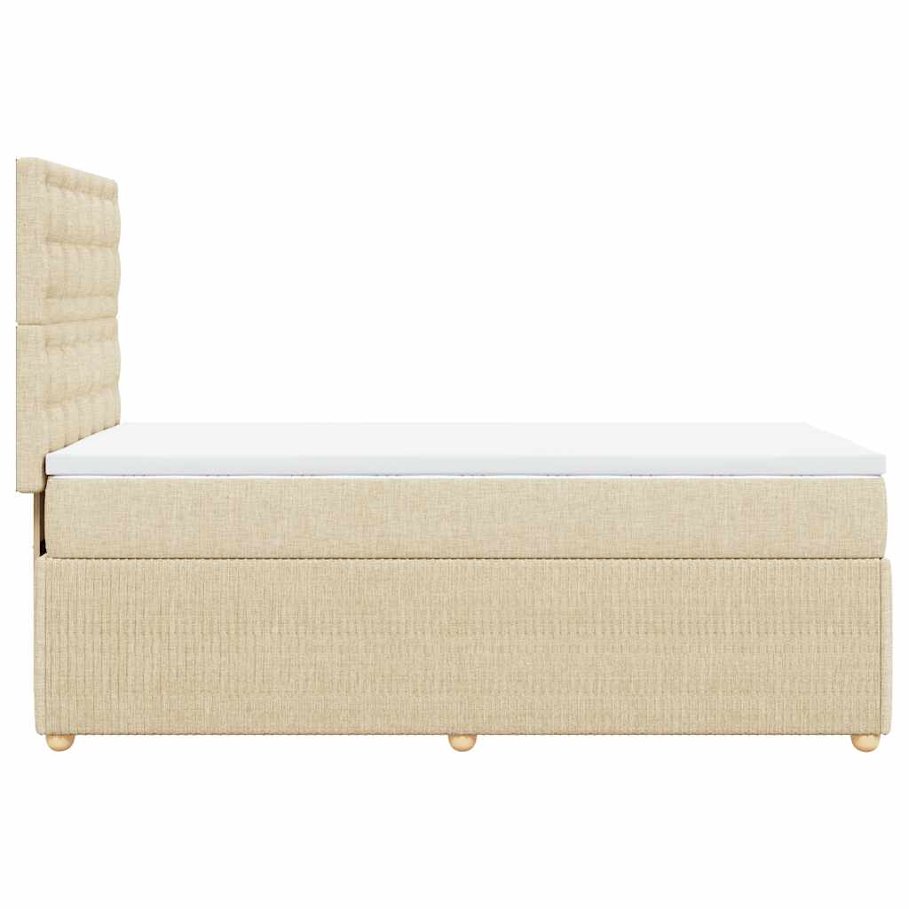 Krevet s oprugama i madracem krem 100 x 200 cm od tkanine