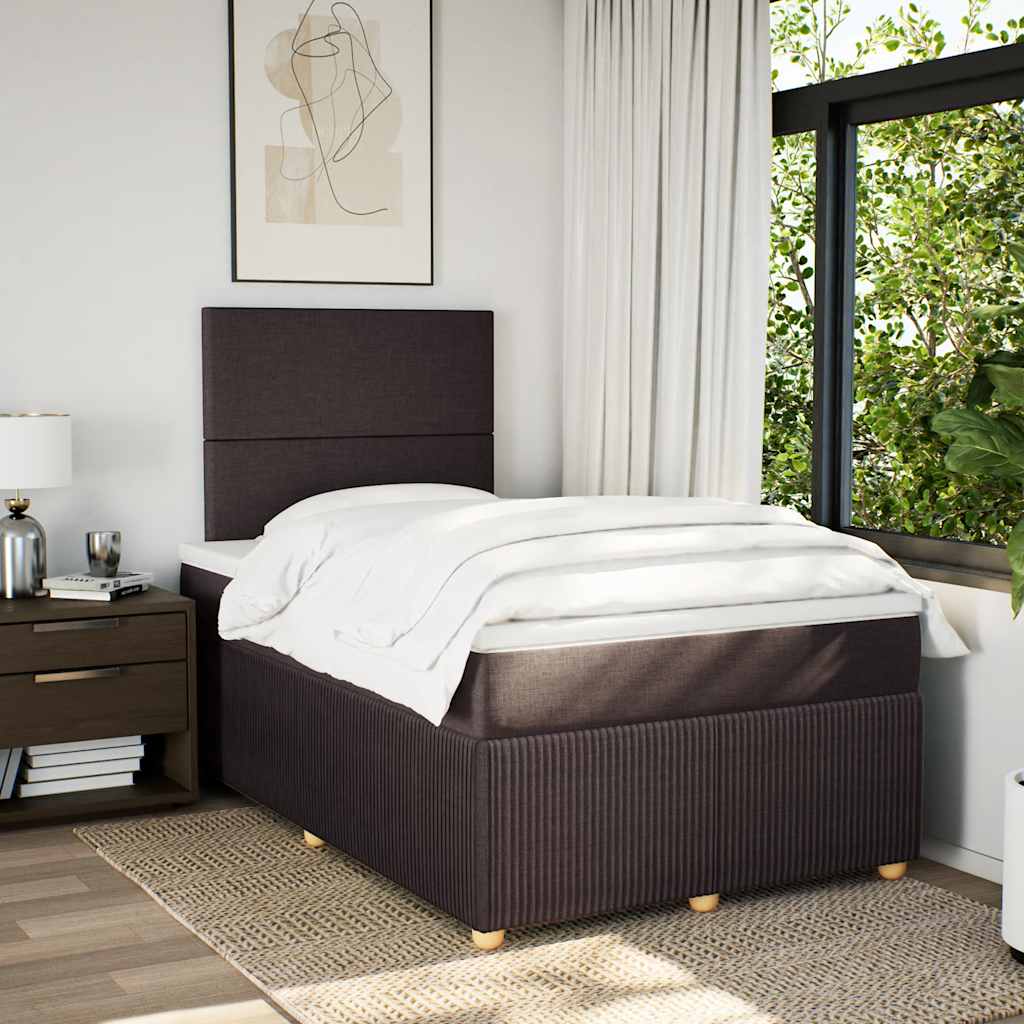 Krevet box spring s madracem tamnosmeđi 120 x 190 cm od tkanine
