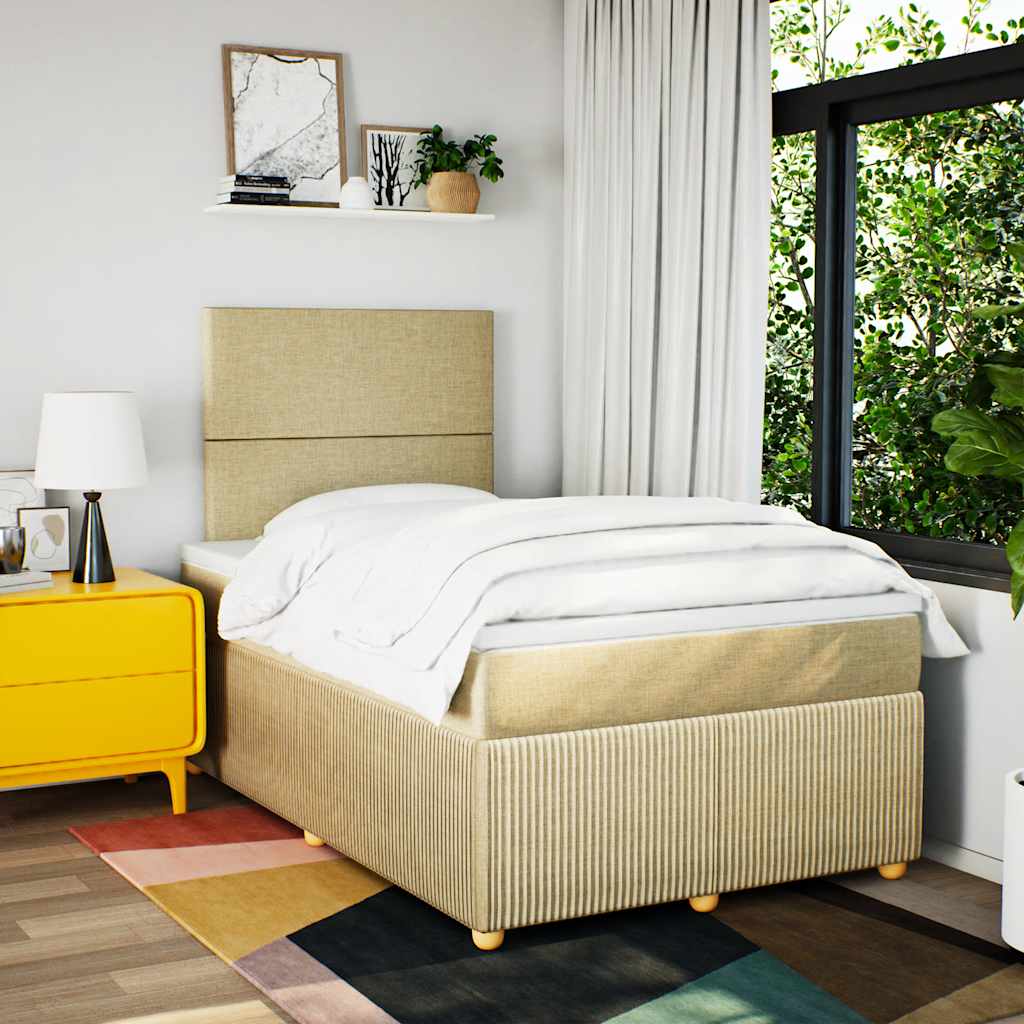 Krevet box spring s madracem krem 120 x 190 cm od tkanine