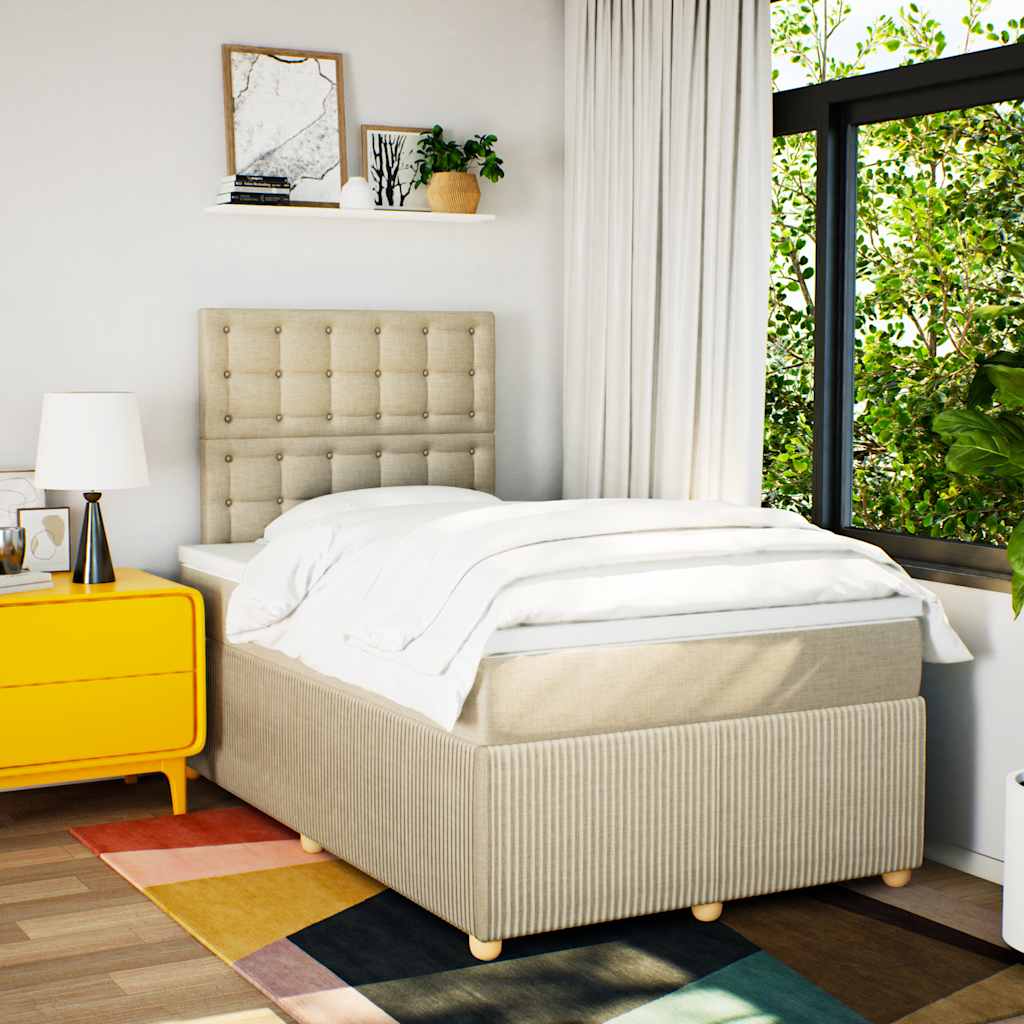 Krevet box spring s madracem krem 120 x 190 cm od tkanine
