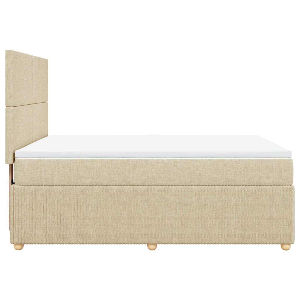 Krevet s oprugama i madracem krem 140 x 190 cm od tkanine