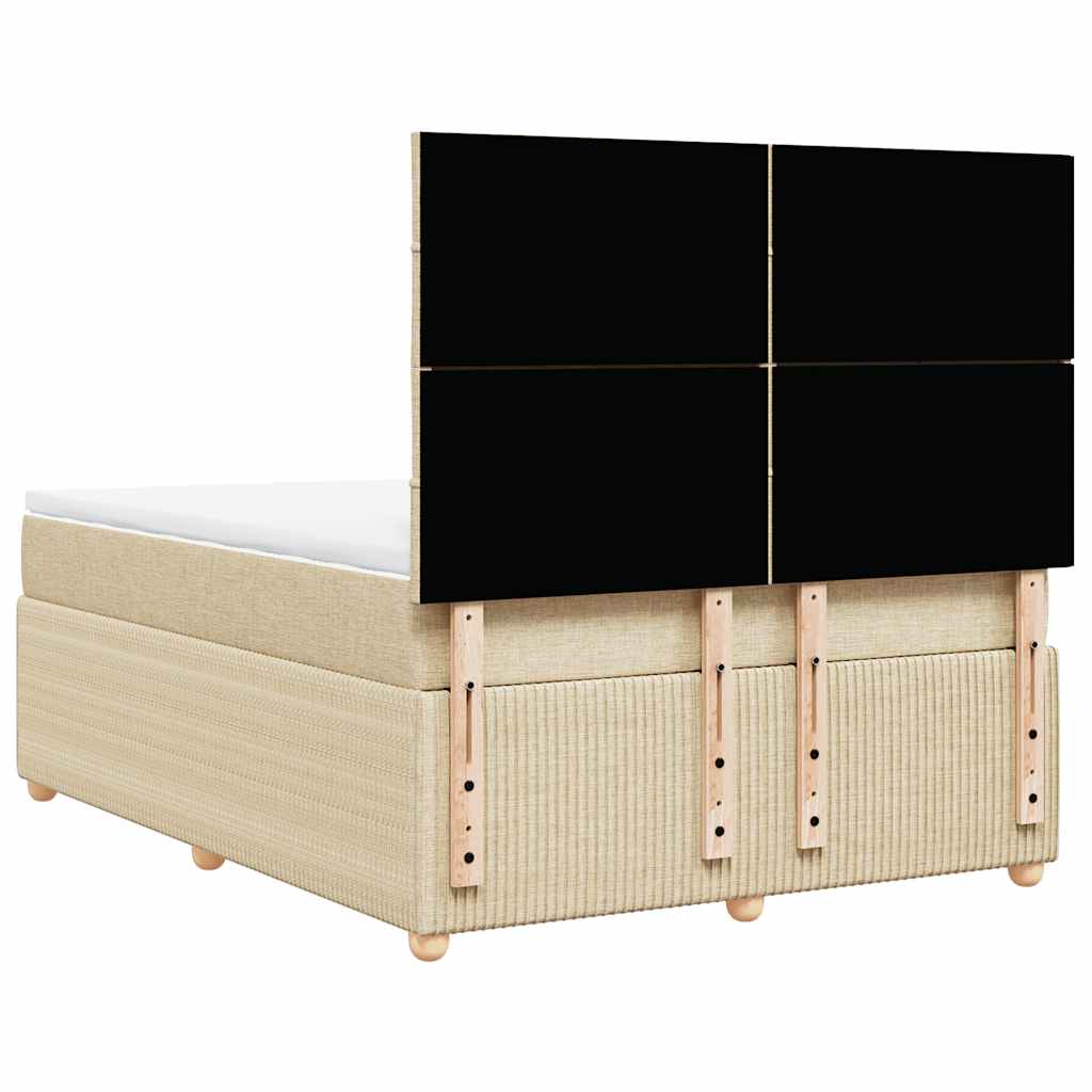 Krevet s oprugama i madracem krem 140 x 190 cm od tkanine