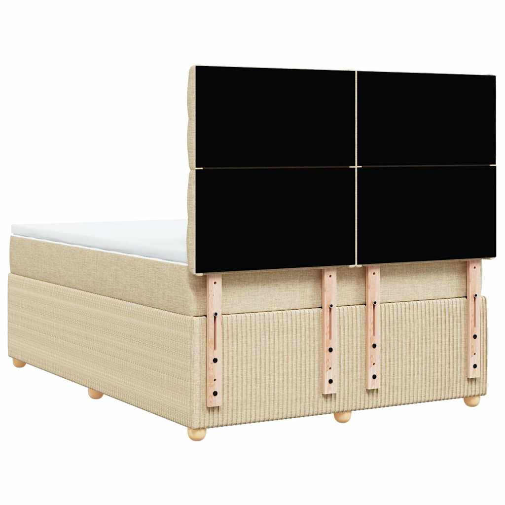 Krevet s oprugama i madracem krem 140 x 190 cm od tkanine