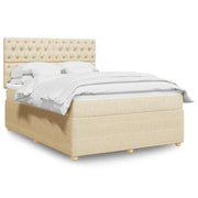 Krevet s oprugama i madracem krem 140 x 190 cm od tkanine