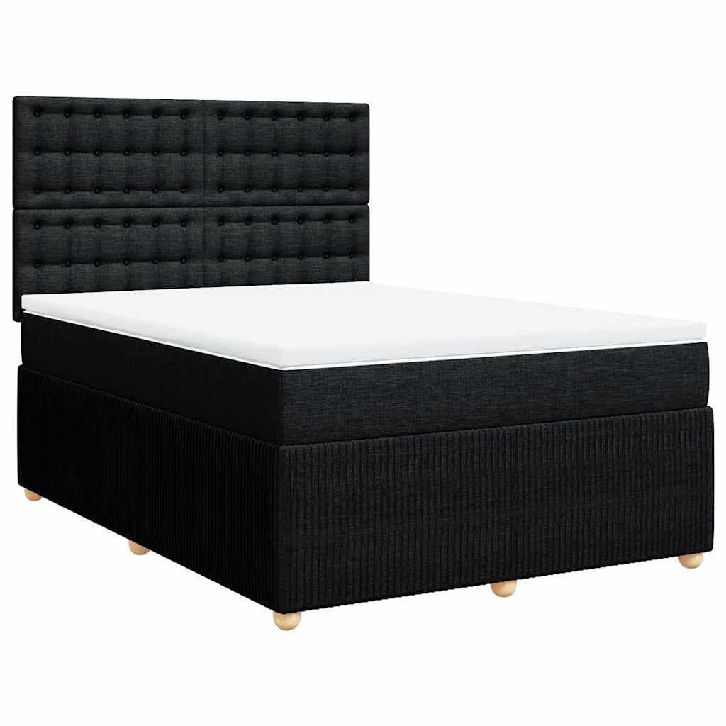 Krevet s oprugama i madracem crni 140 x 190 cm od tkanine