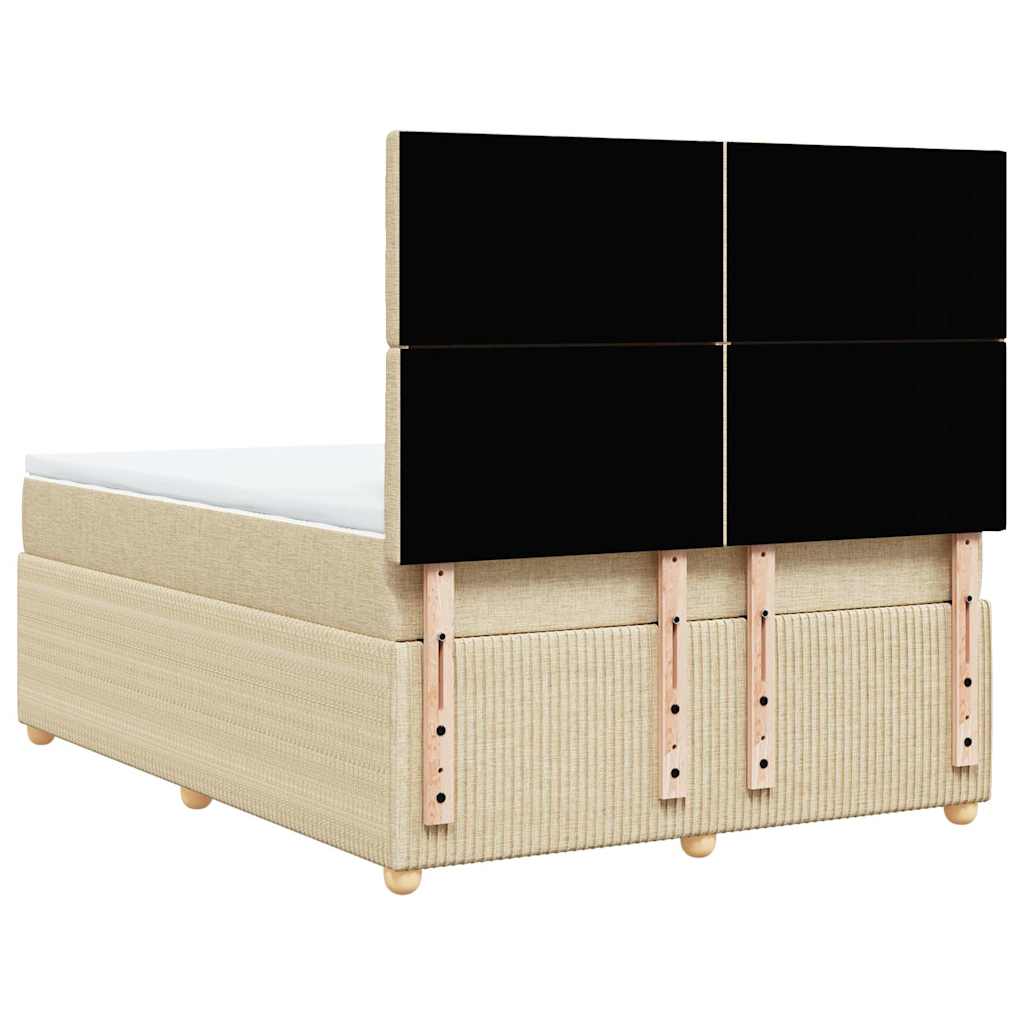 Krevet s oprugama i madracem krem 140 x 190 cm od tkanine