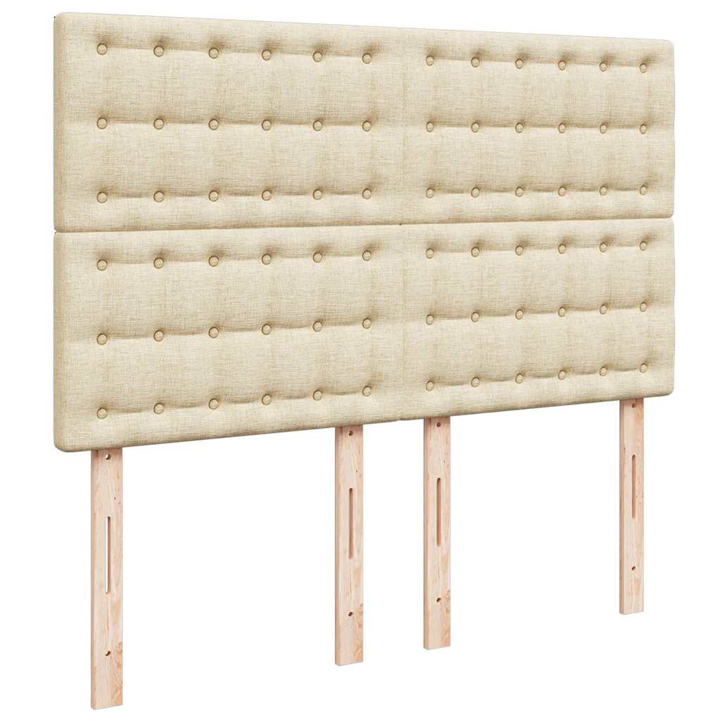 Krevet s oprugama i madracem krem 140 x 190 cm od tkanine