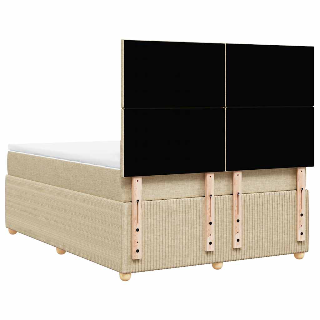 Krevet s oprugama i madracem krem 140x200 cm od tkanine