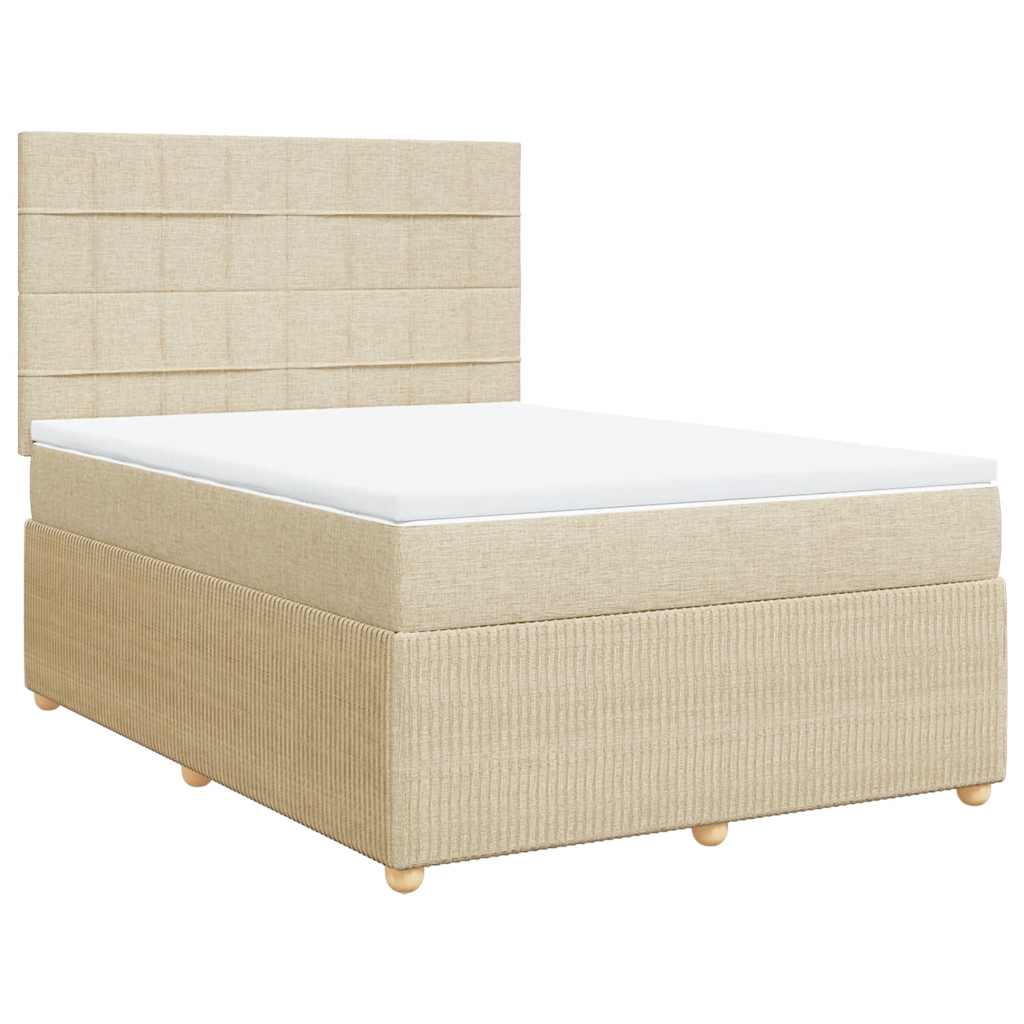 Krevet s oprugama i madracem krem 140x200 cm od tkanine